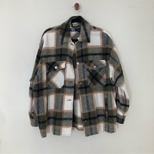 NWT Zara Green Plaid Overshirt Shirt Jacket Shacket